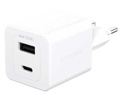 Ładowarka i akumulator PanzerGlass empower Turbo 35W USB-C + USB-A Silver White